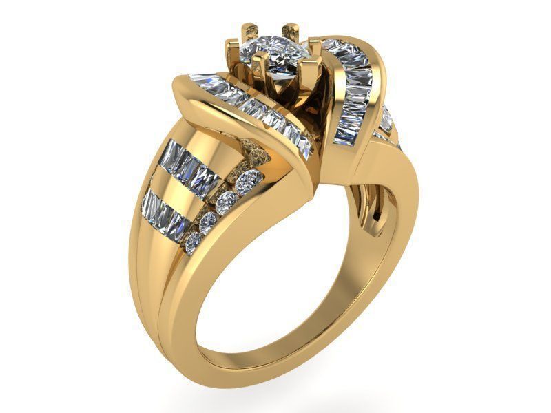 Opened Heart Diamond ring 2184 3D print model  3D print model_1