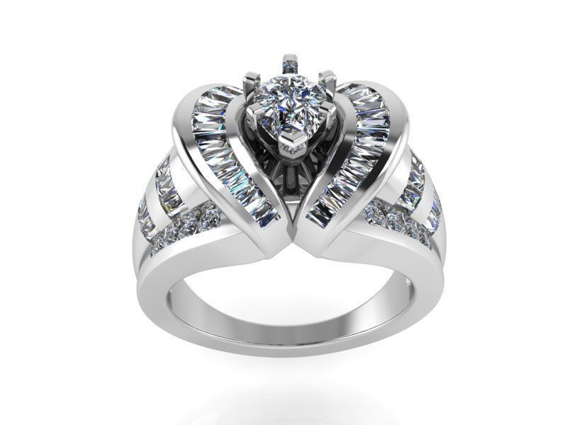 Opened Heart Diamond ring 2184 3D print model  3D print model_2
