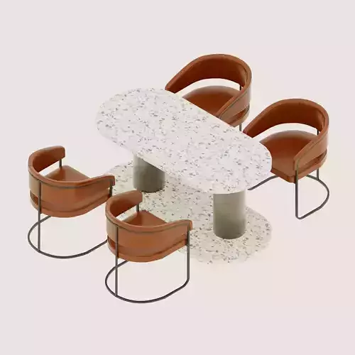 Dining Table Set 3D Model 3D model