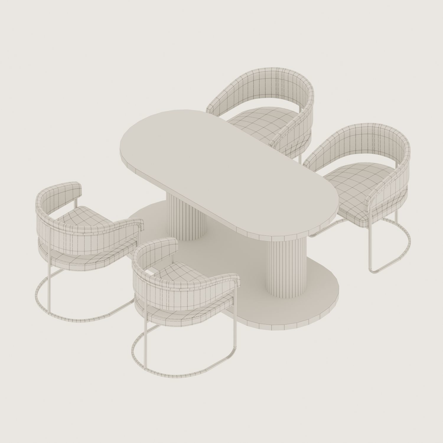 Dining Table Set 3D Model 3D model_1