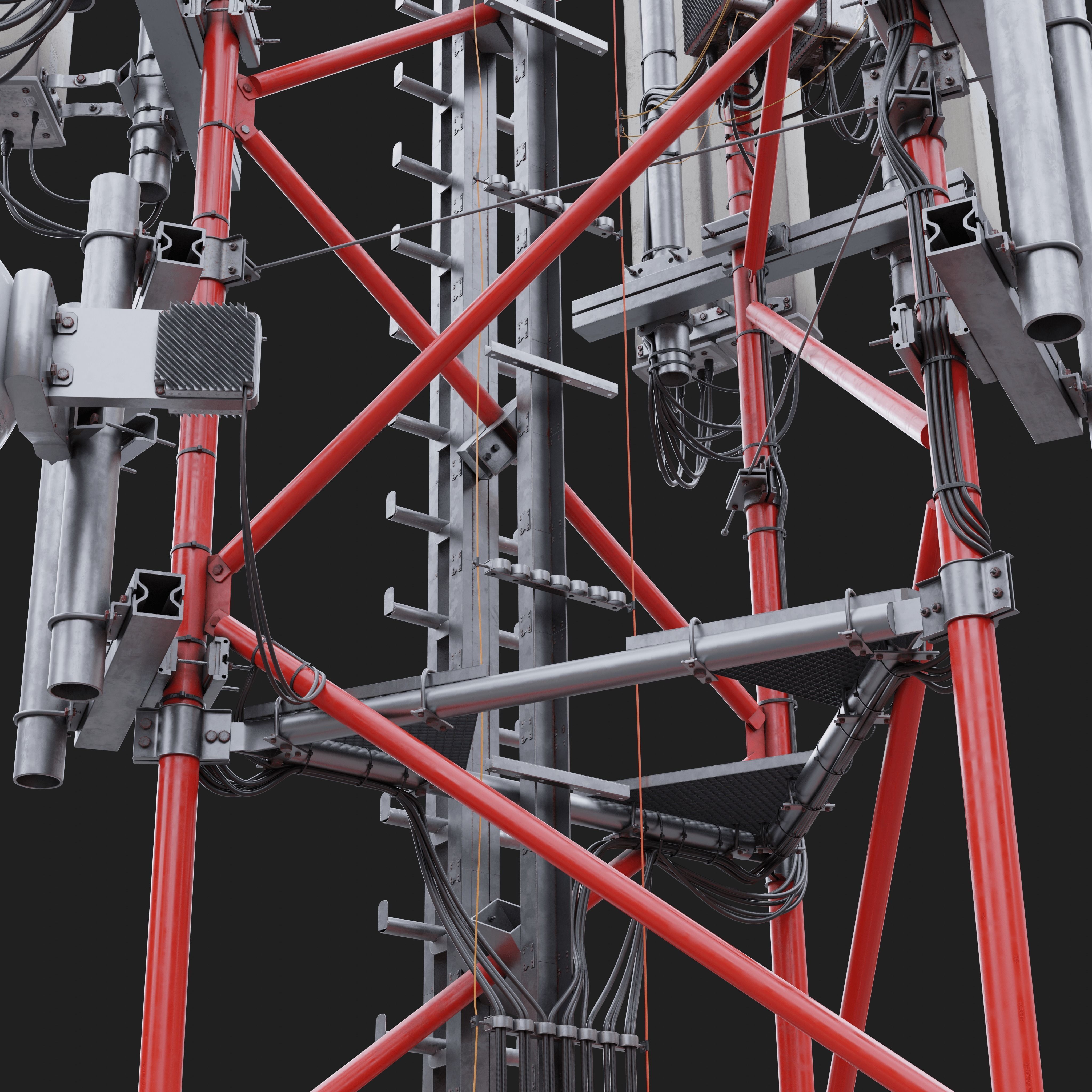 Telecommunication Cell Tower 3D model_7