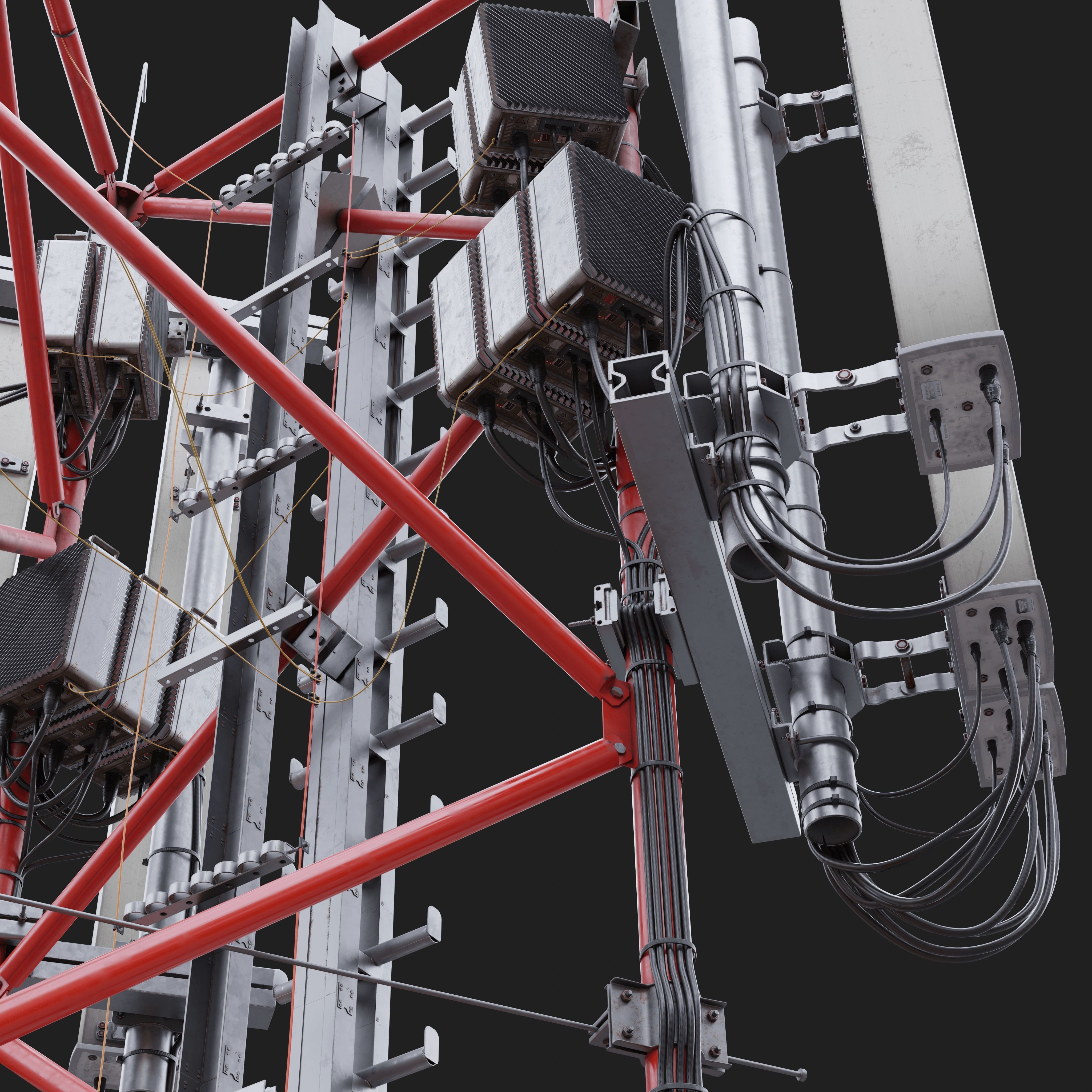 Telecommunication Cell Tower 3D model_6
