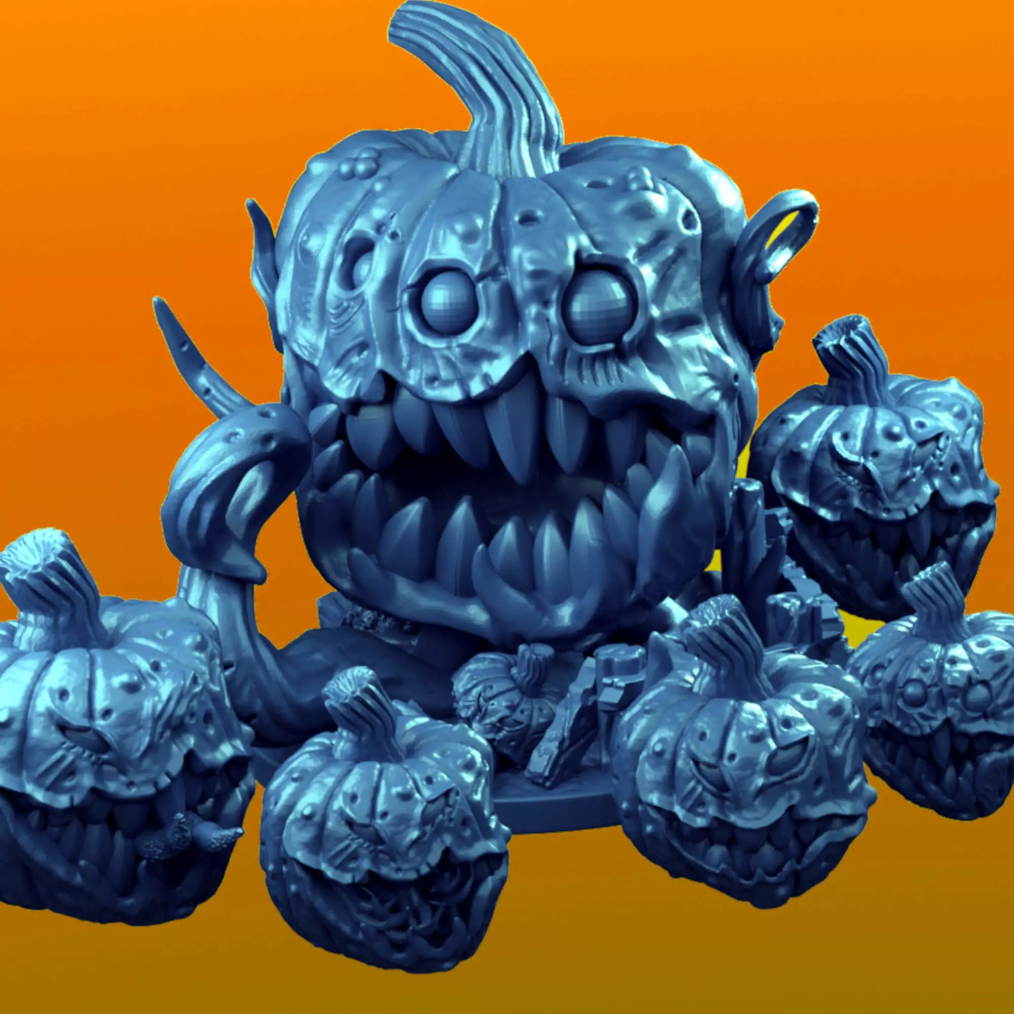 Evil Giant Animated Pumpkin Miniatures 3D print model_0