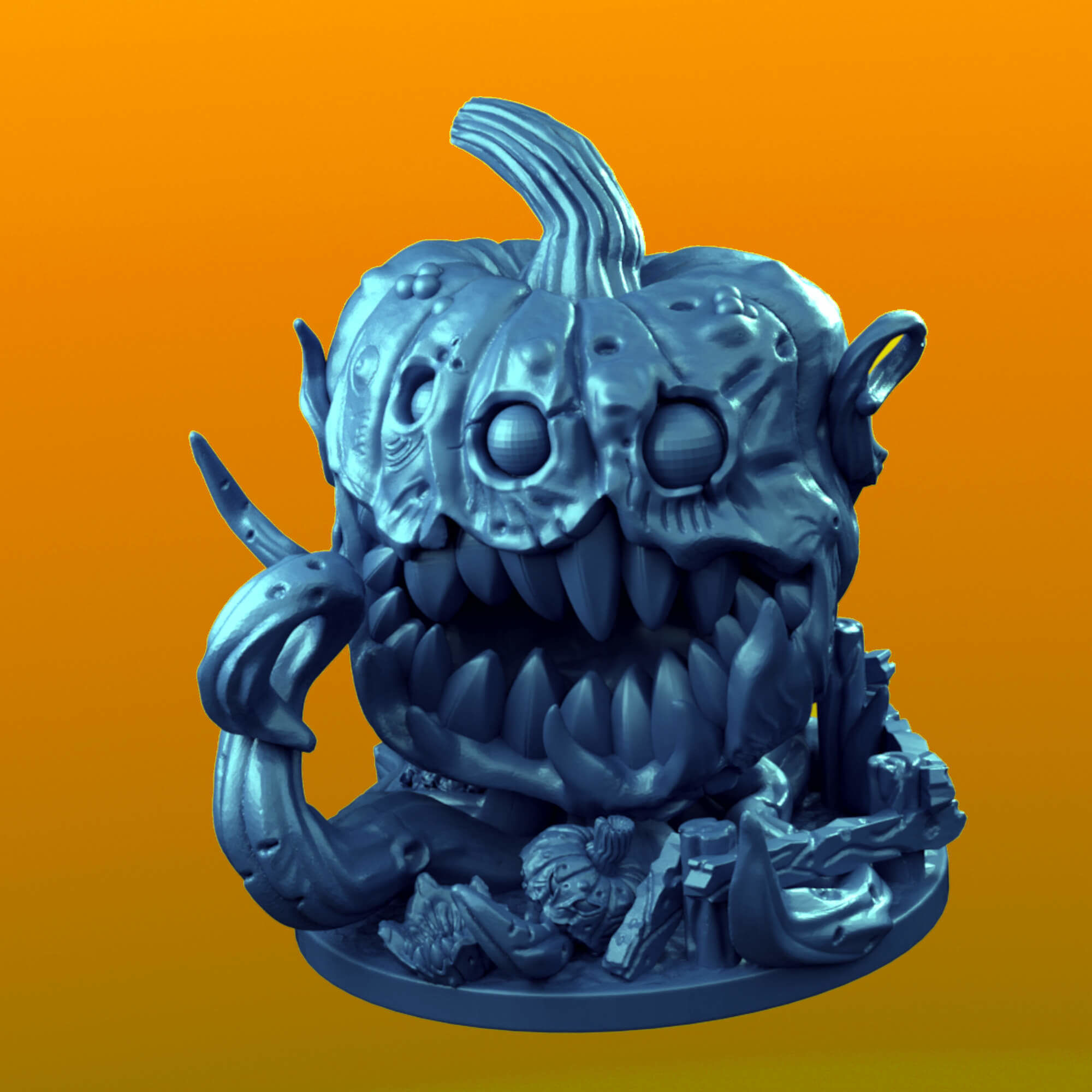 Evil Giant Animated Pumpkin Miniatures 3D print model_1