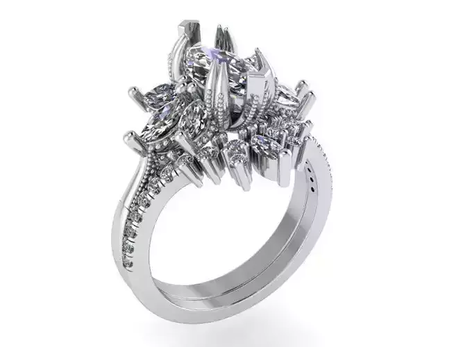 Flower Twisted Diamond ring 2190 3D print model