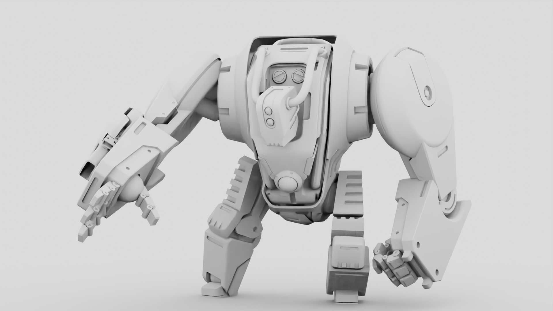 BATTLE GORILLA BOT RIGGED 3D model_34