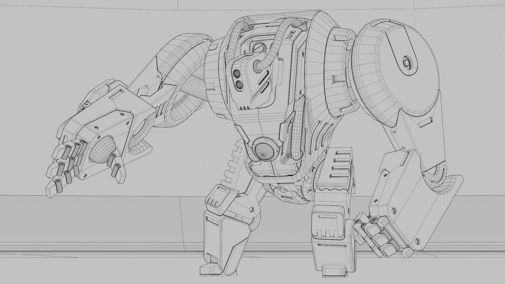 BATTLE GORILLA BOT RIGGED 3D model_41