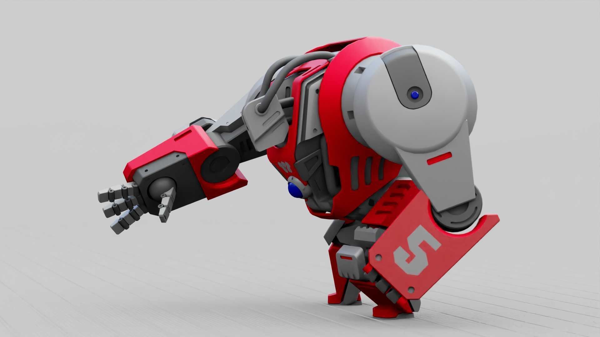 BATTLE GORILLA BOT RIGGED 3D model_4