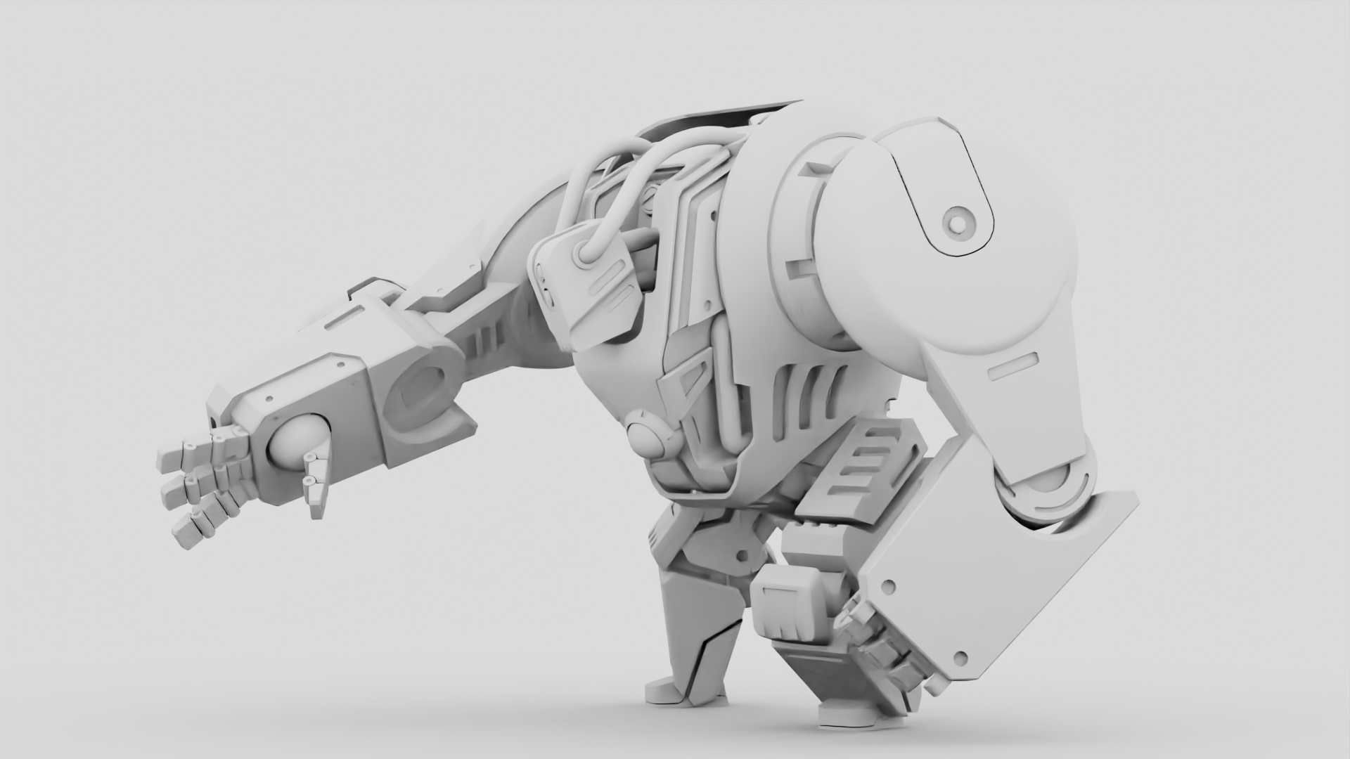 BATTLE GORILLA BOT RIGGED 3D model_35