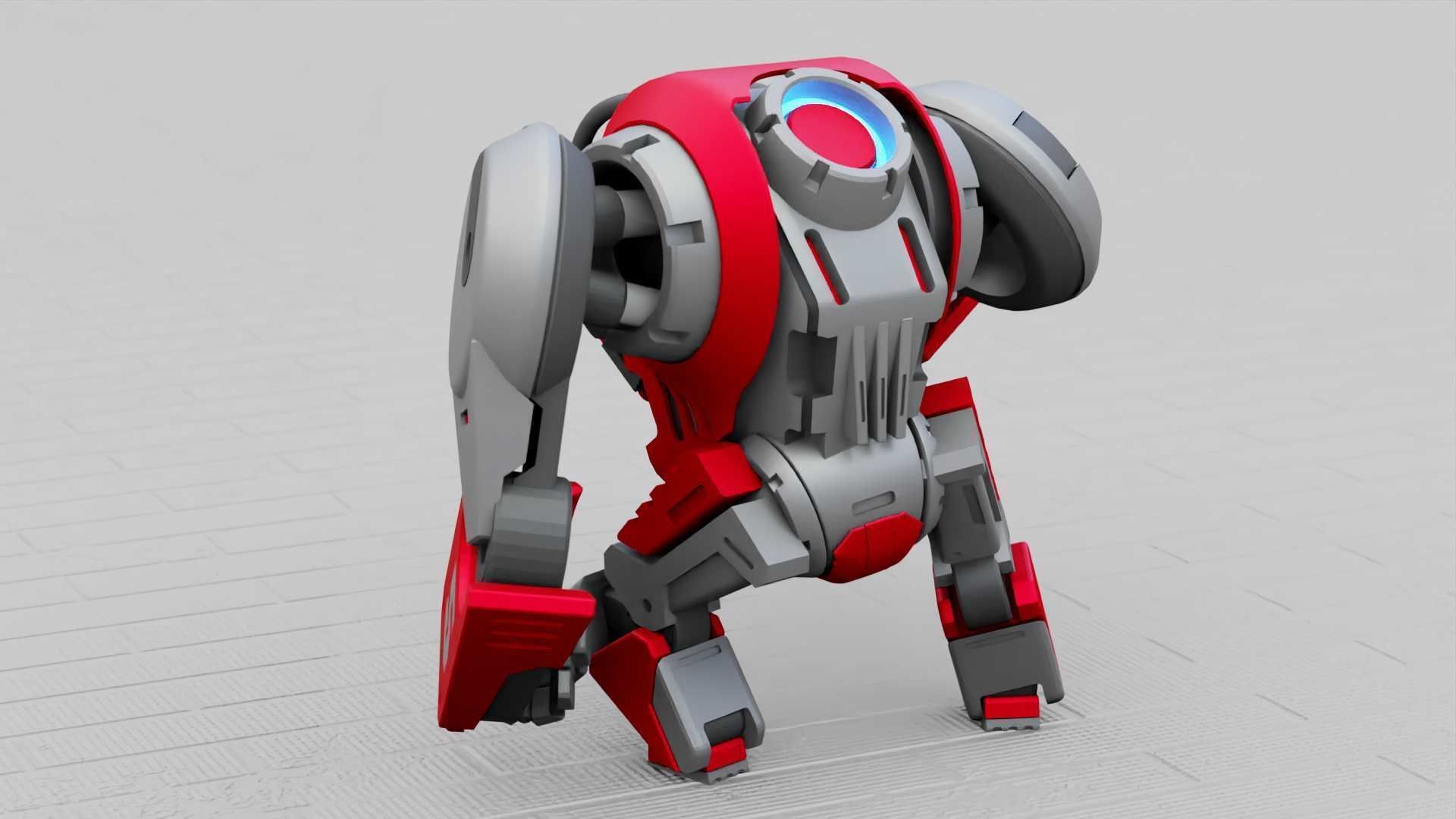 BATTLE GORILLA BOT RIGGED 3D model_10