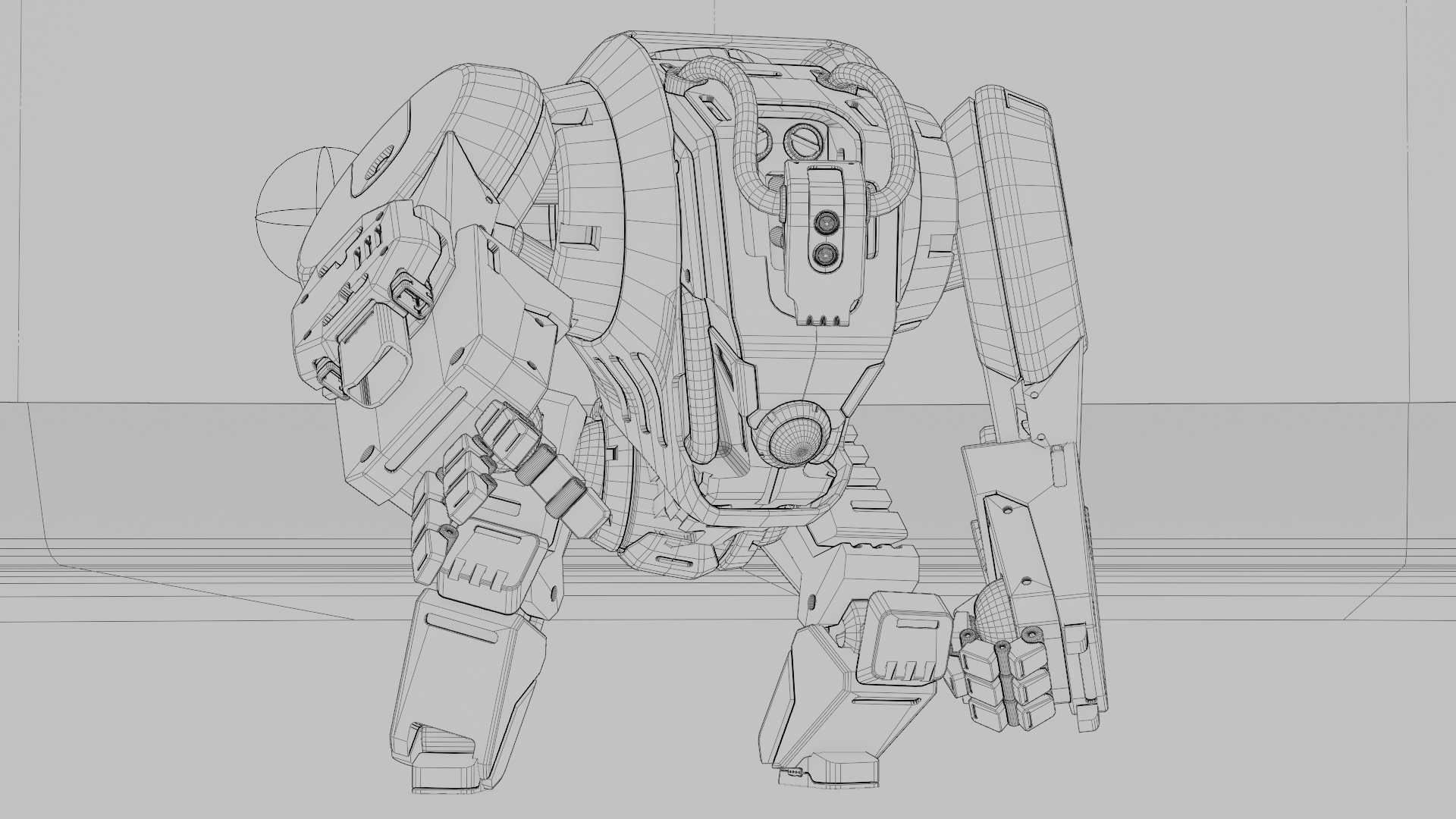 BATTLE GORILLA BOT RIGGED 3D model_40