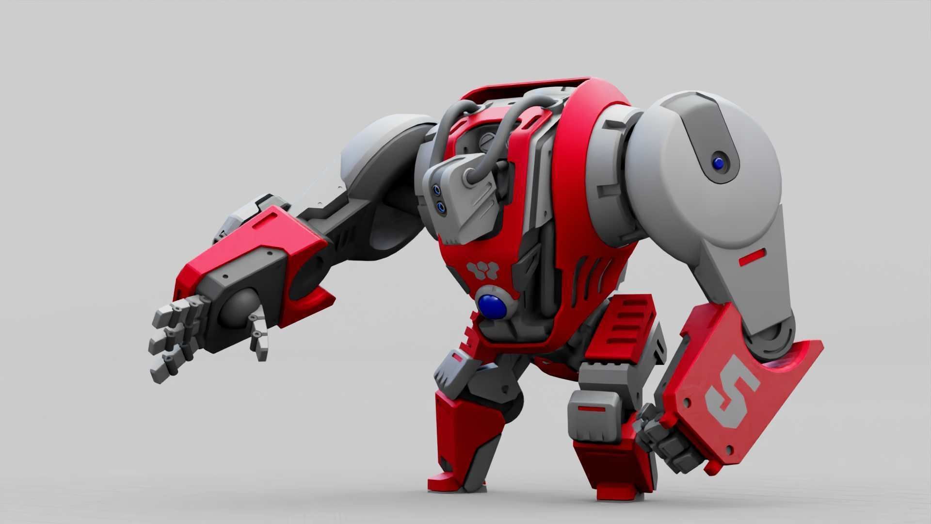 BATTLE GORILLA BOT RIGGED 3D model_2