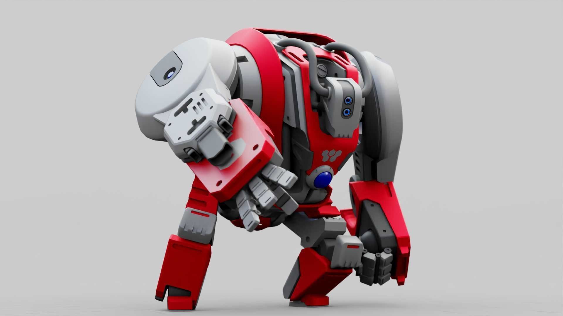 BATTLE GORILLA BOT RIGGED 3D model_18