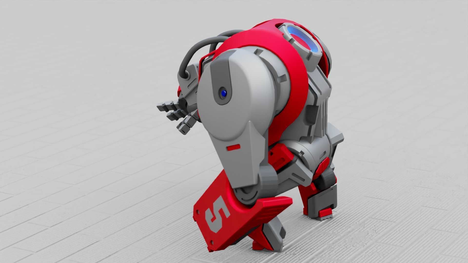 BATTLE GORILLA BOT RIGGED 3D model_7