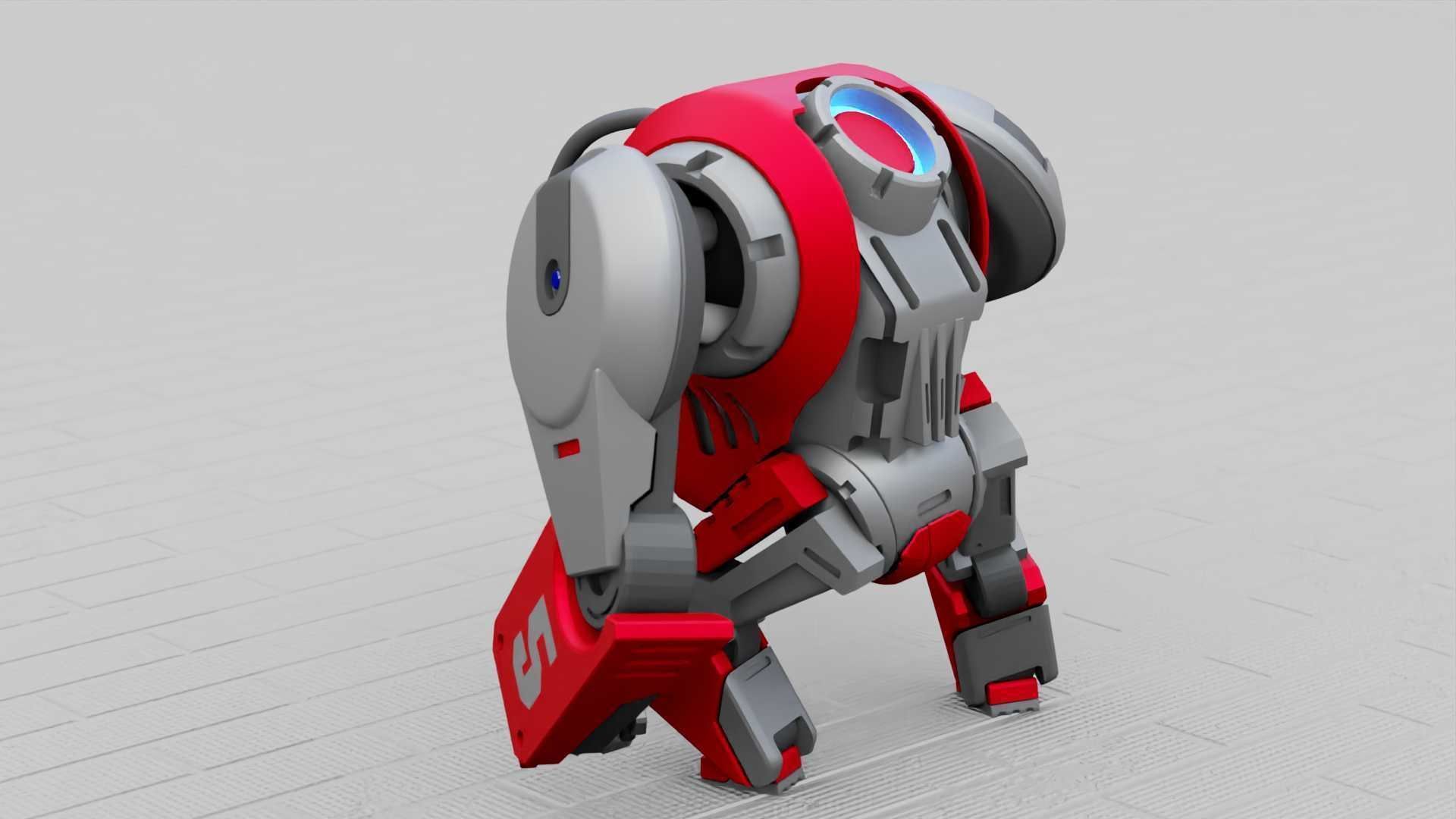 BATTLE GORILLA BOT RIGGED 3D model_8
