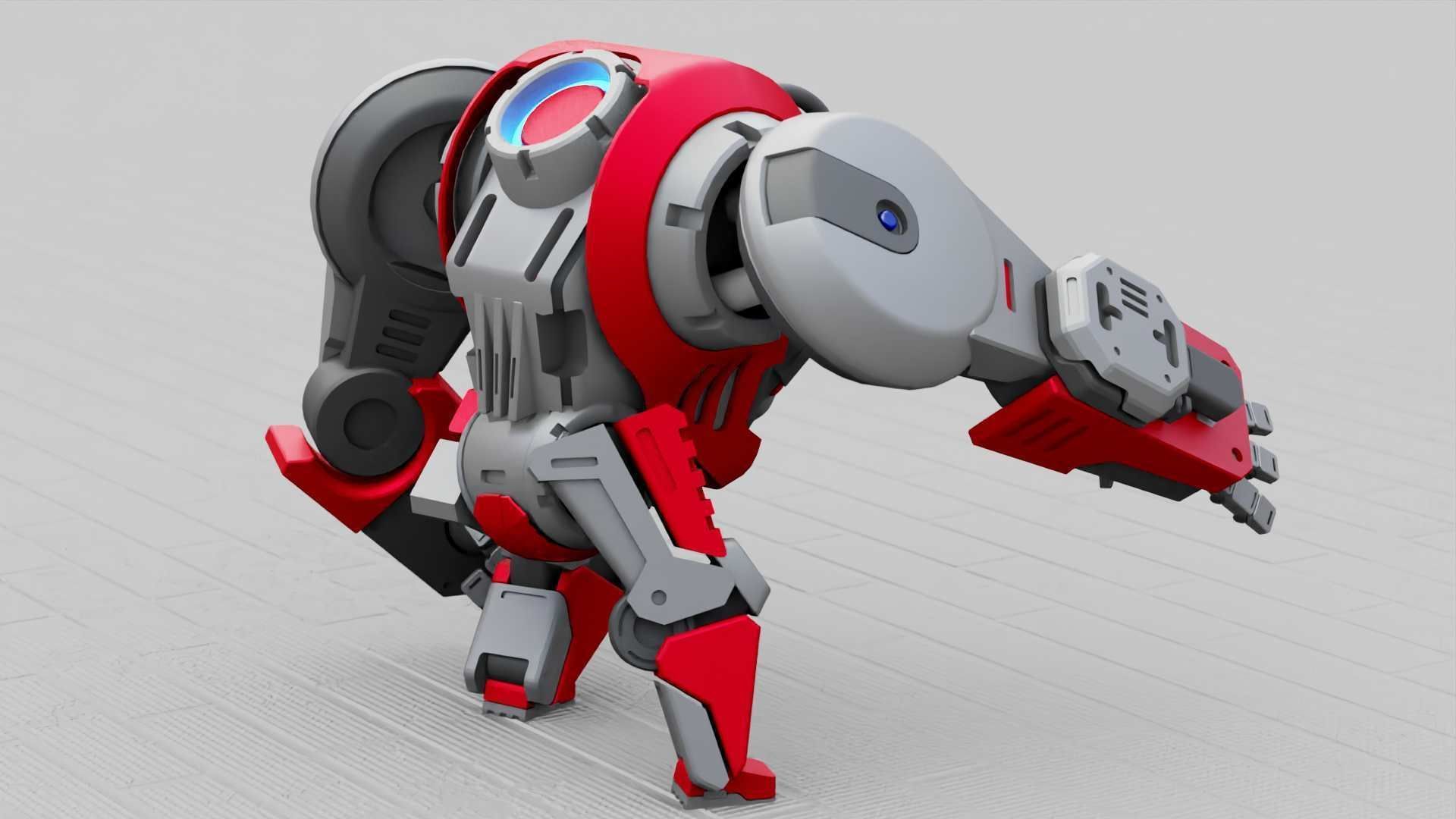 BATTLE GORILLA BOT RIGGED 3D model_15