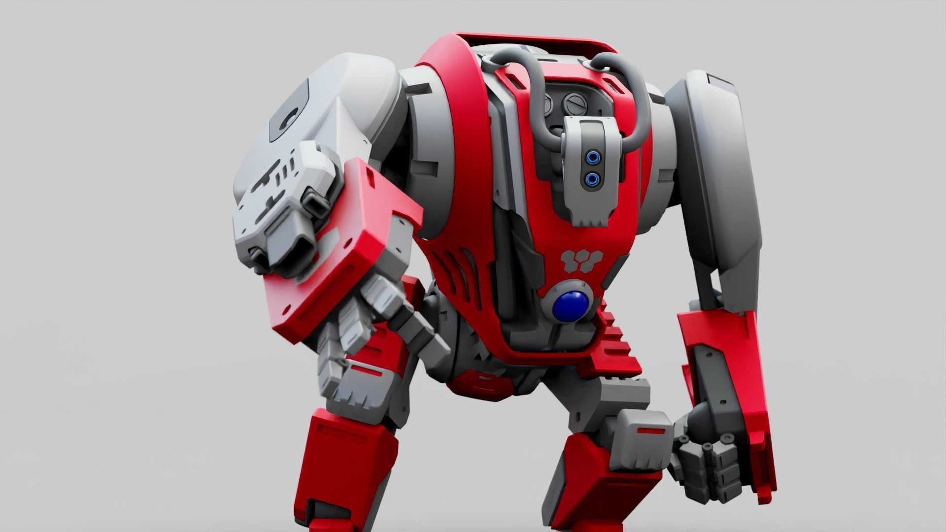 BATTLE GORILLA BOT RIGGED 3D model_19