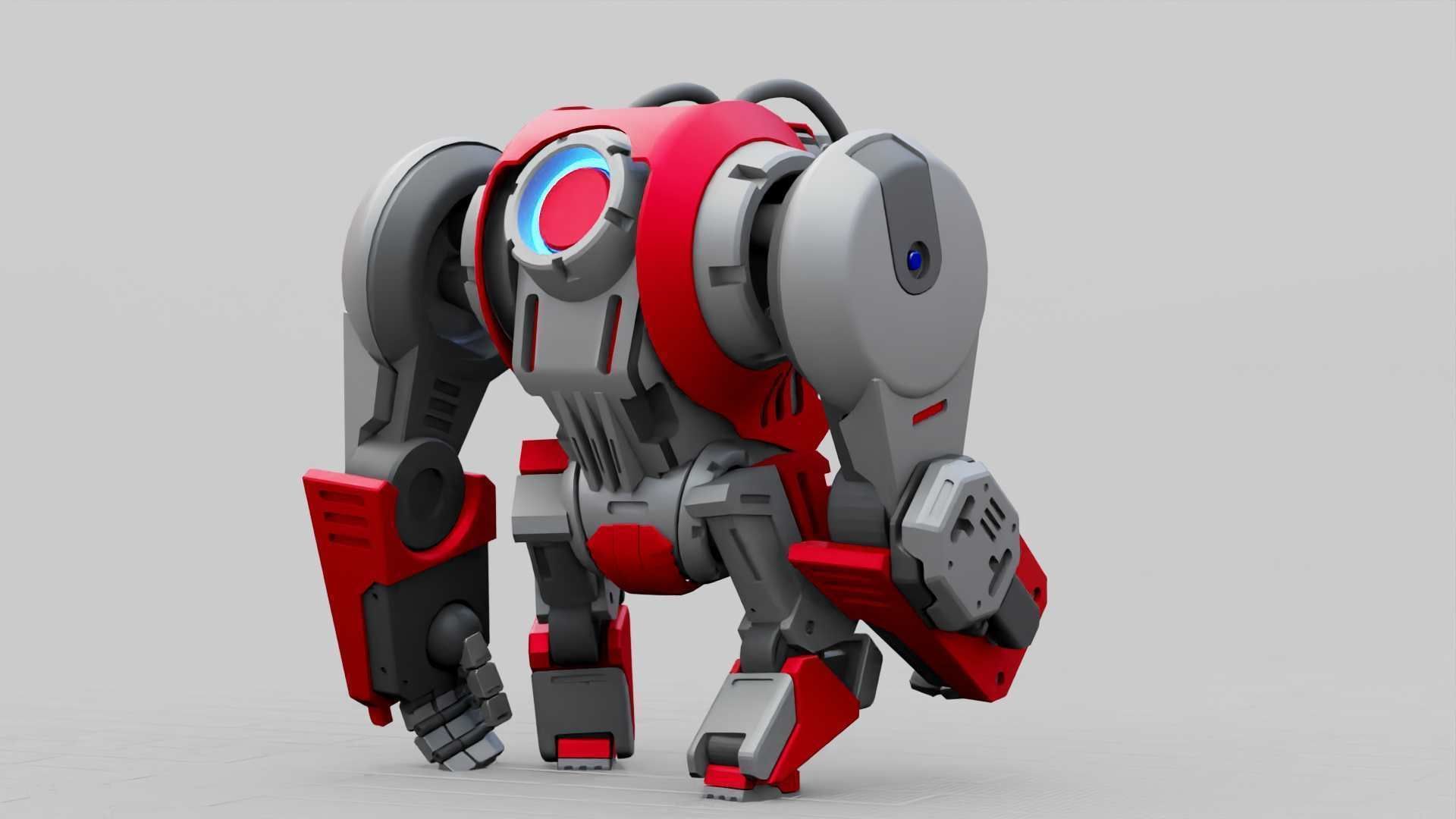 BATTLE GORILLA BOT RIGGED 3D model_29