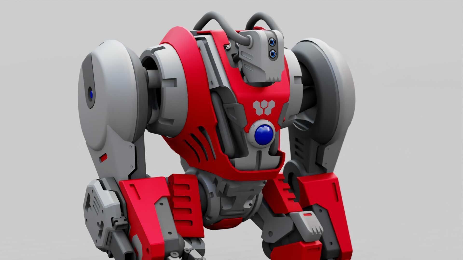 BATTLE GORILLA BOT RIGGED 3D model_32
