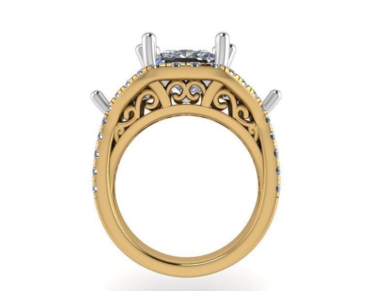 Oval Halo Diamond ring 2198 3D print model 3D print model_2