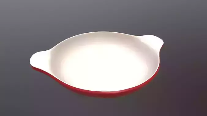 Enameled cast iron red oven dish 3D model