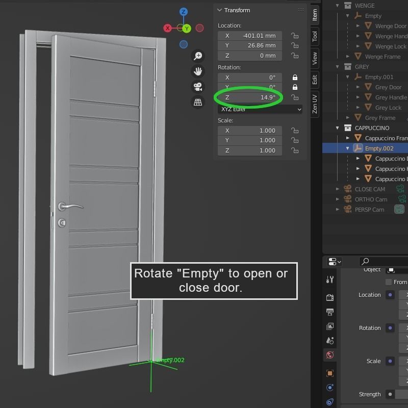 ArchViz Interior Door including hardware - Style Vision 8 3D model_9