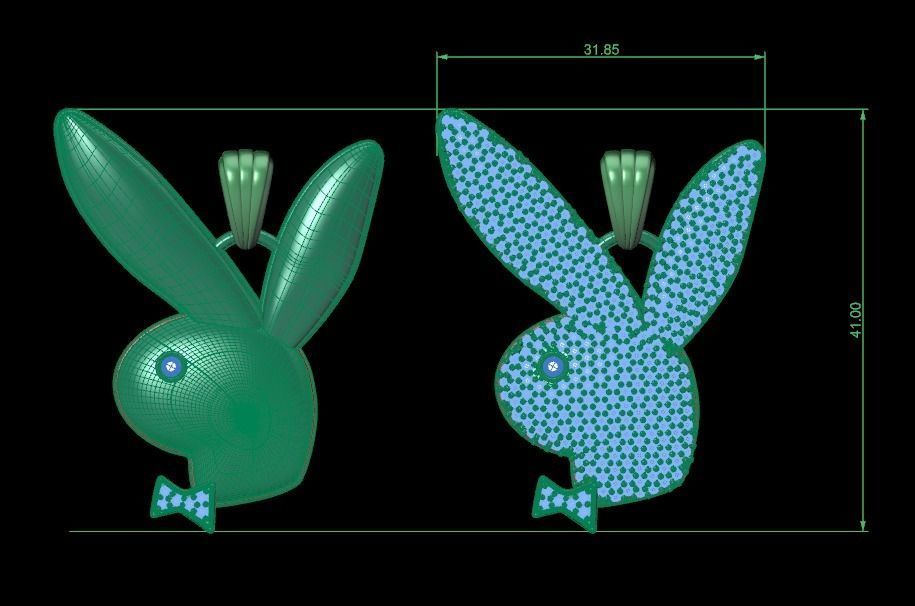 pave pendant and without stones model 3D print model_12