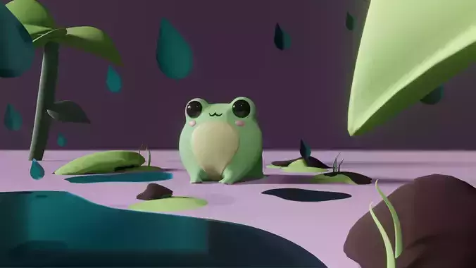 frog in the rain