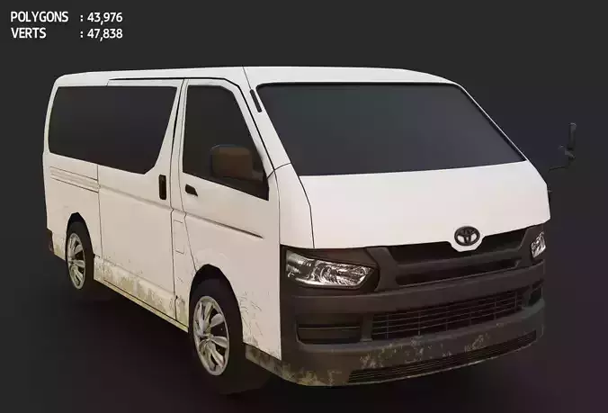 Toyota hiace van car Low-poly 3D model