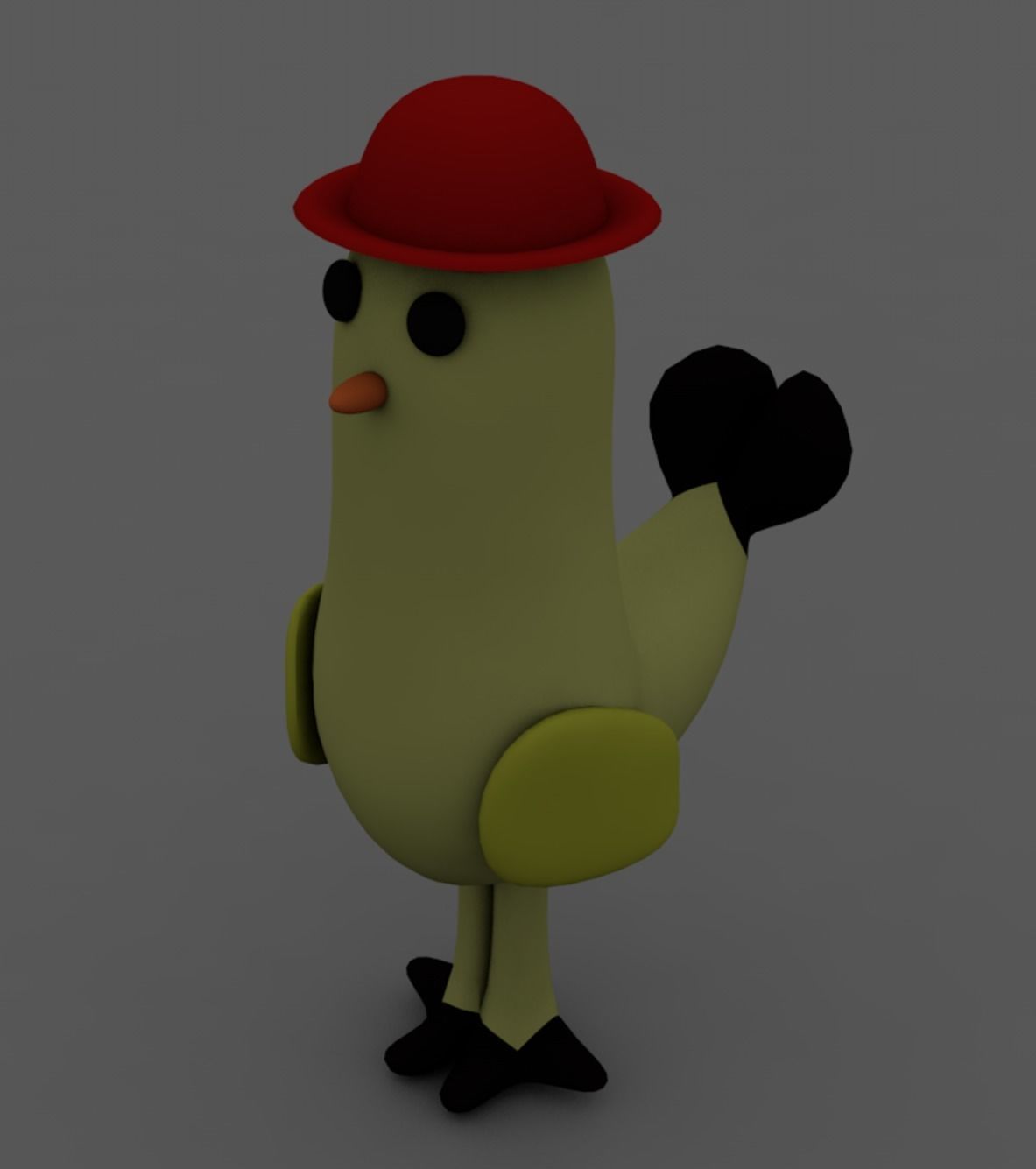 check chicken wearing hat 3D model_1