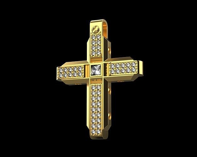 Pendant Cross with Diamonds N21 3D print model