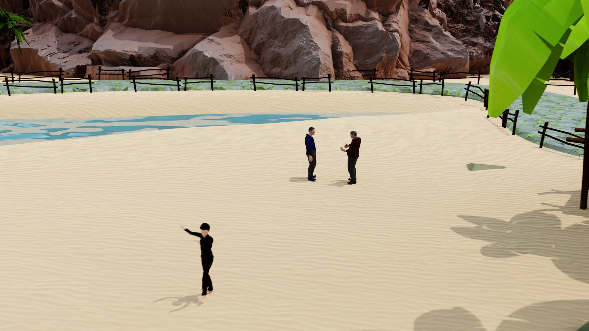 GameReady Island Scene Animated Characters Camera Lighting Setup Low-poly 3D model_6