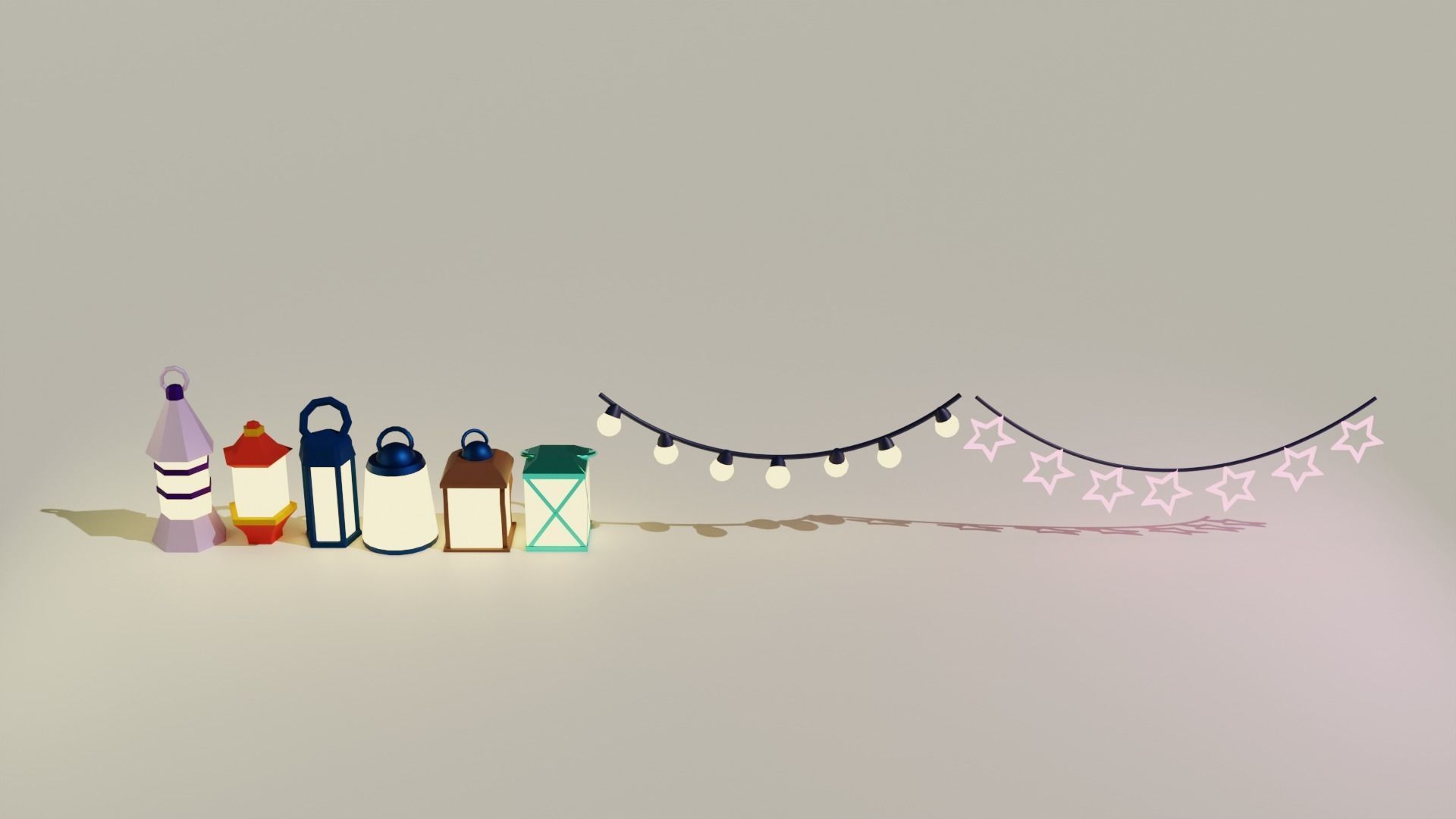 A set of props for the garden Low-poly 3D model_4