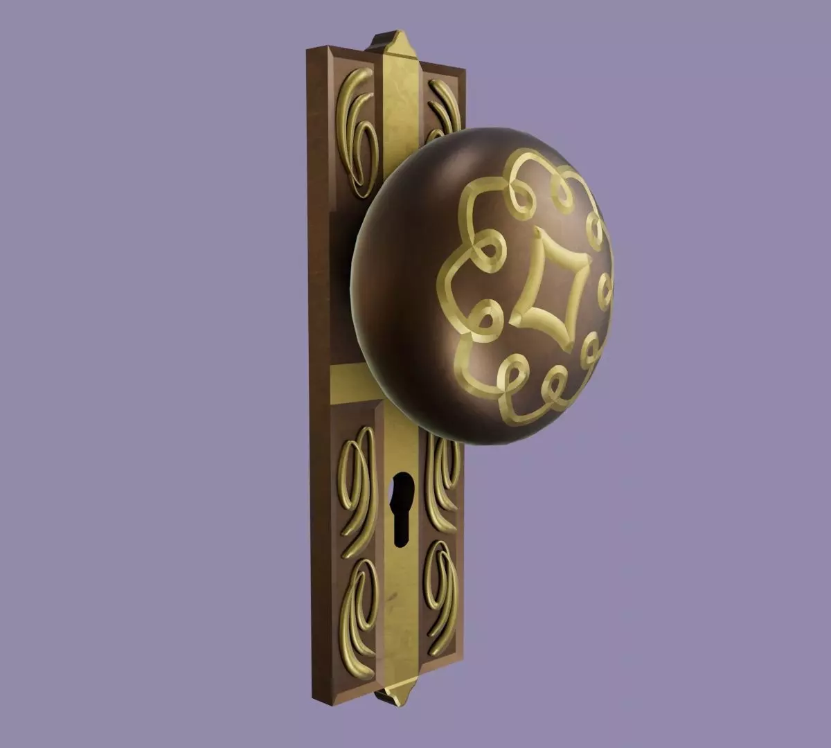 Door knob Low-poly 3D model_0