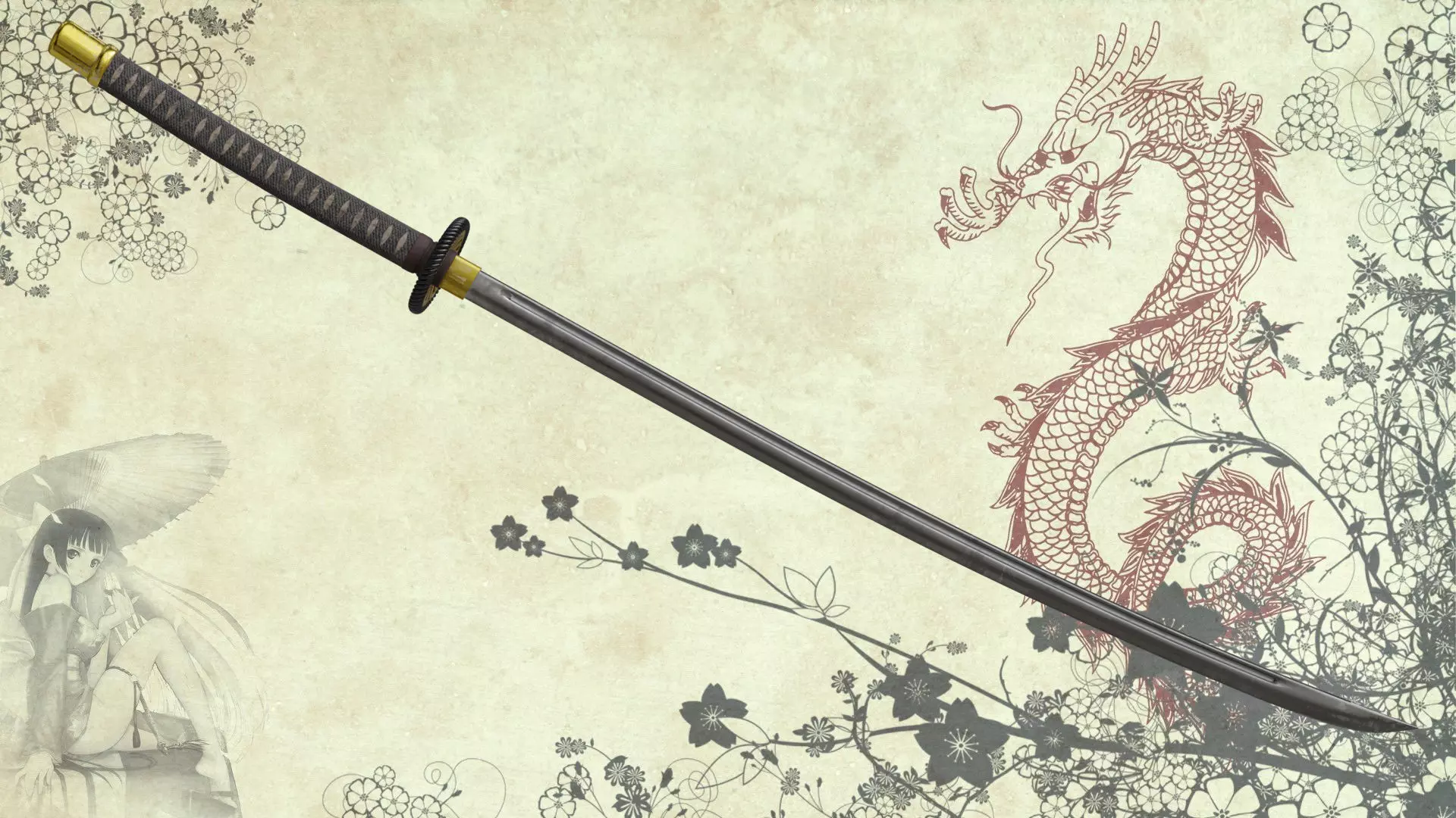 Katana samurai sword Low-poly 3D model_0