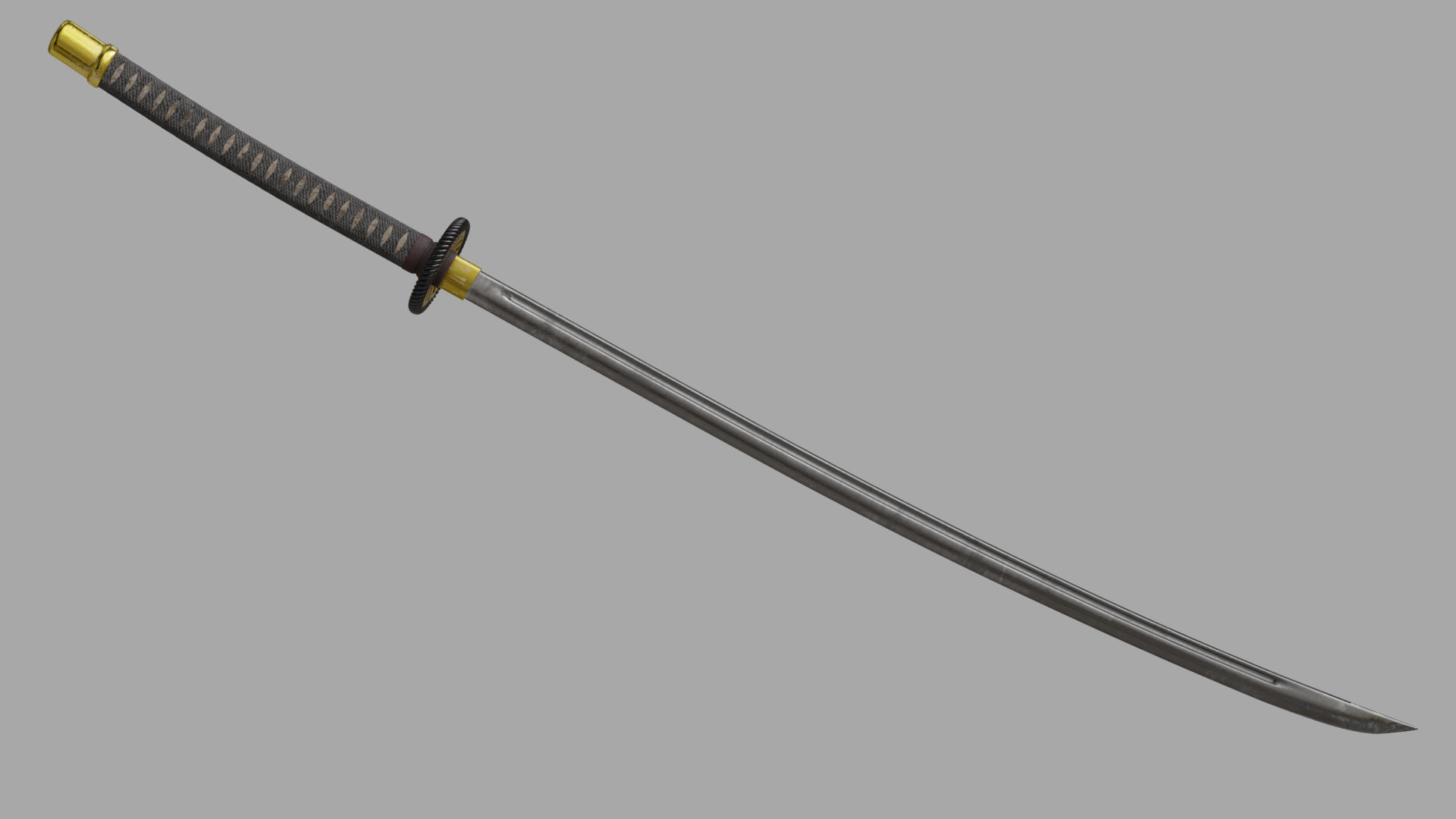 Katana samurai sword Low-poly 3D model_2
