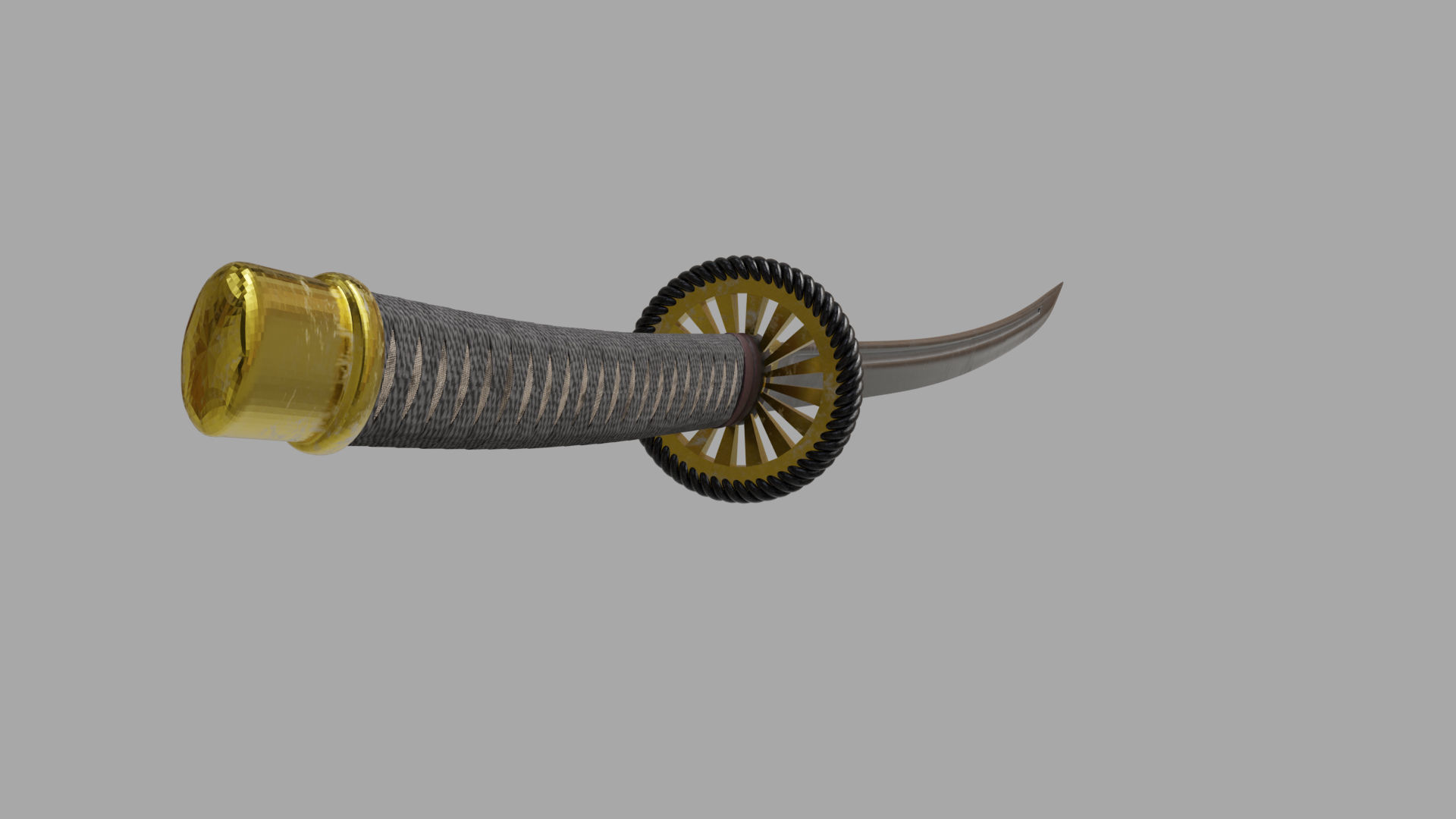 Katana samurai sword Low-poly 3D model_3