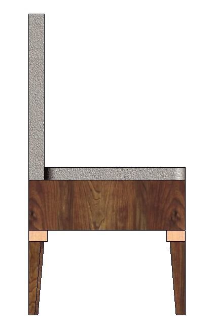 Chair with wooden seat and back 3D model_2