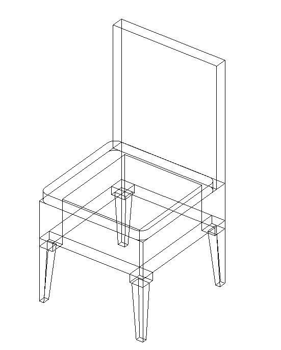 Chair with wooden seat and back 3D model_3
