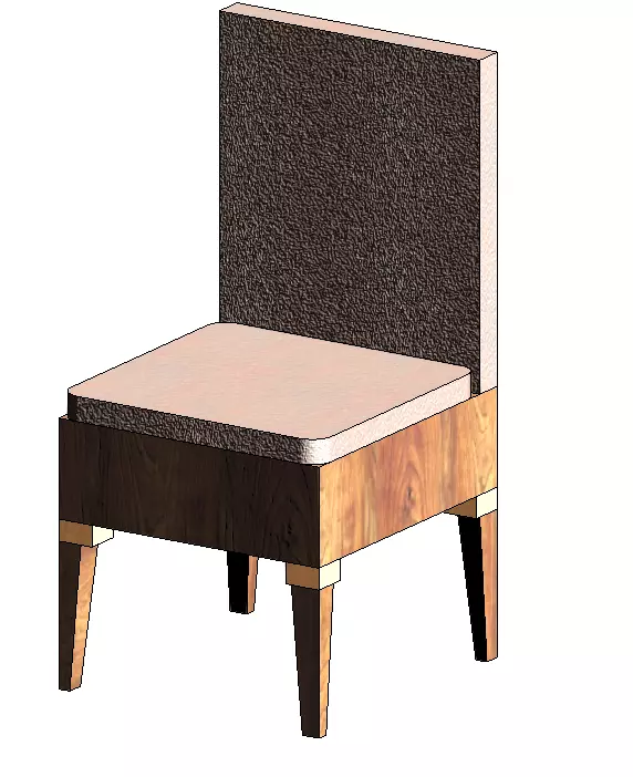 Chair with wooden seat and back 3D model_0