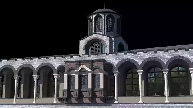 boukoleon building with arches and windows Low-poly 3D model