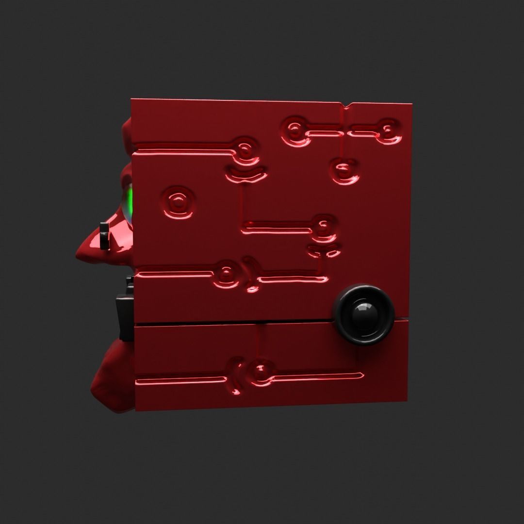 low poly evil cube Low-poly 3D model_2