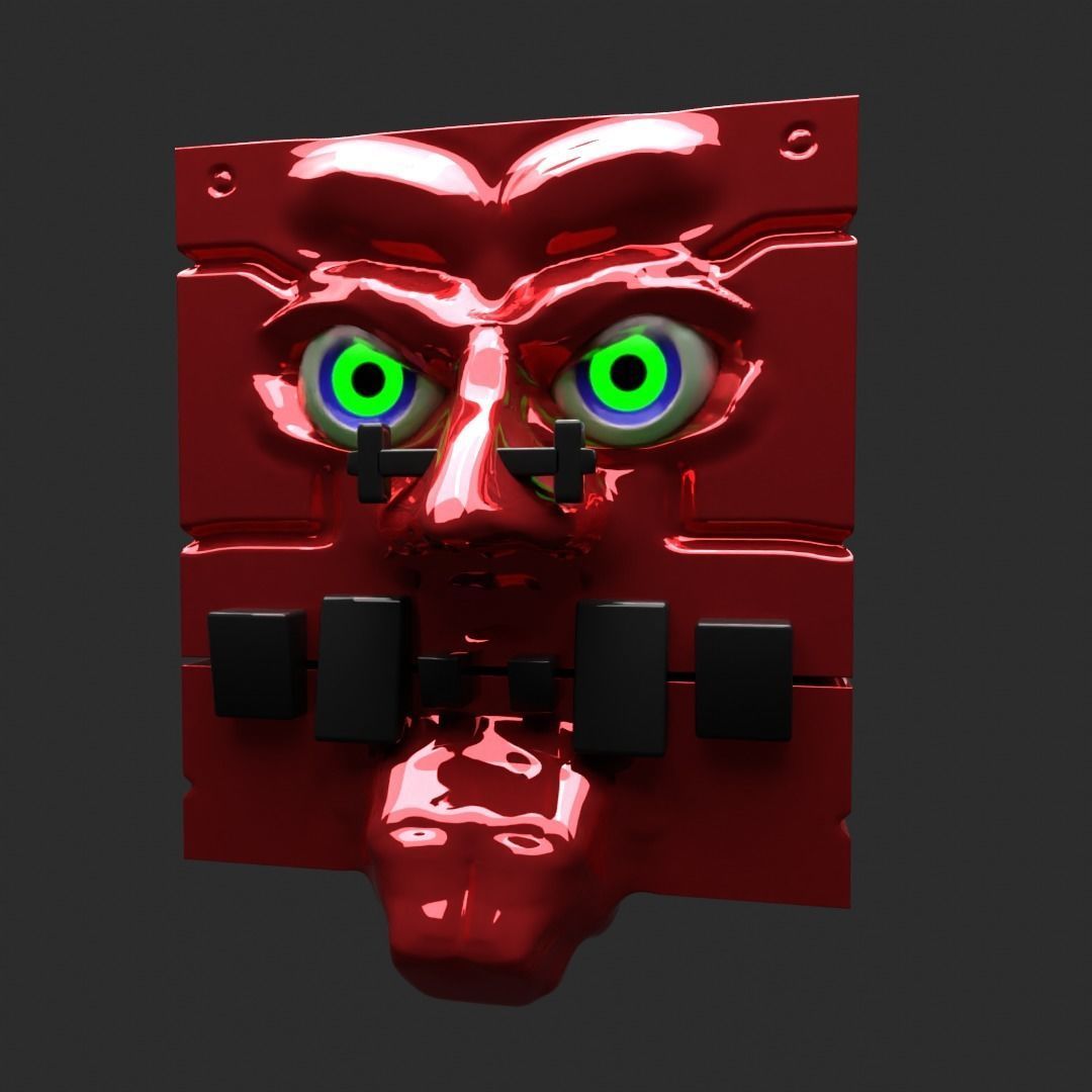 low poly evil cube Low-poly 3D model_1