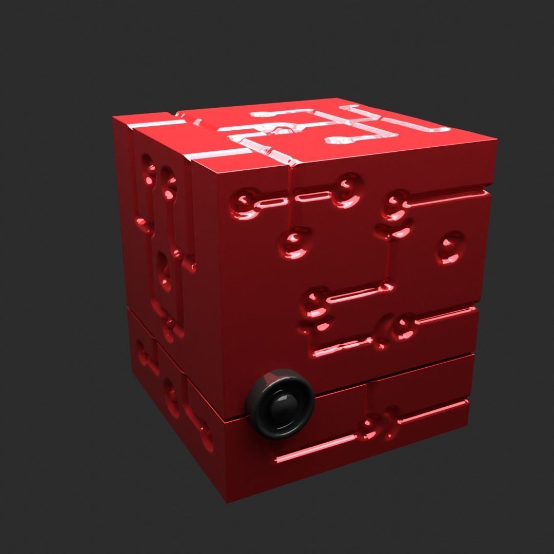 low poly evil cube Low-poly 3D model_4