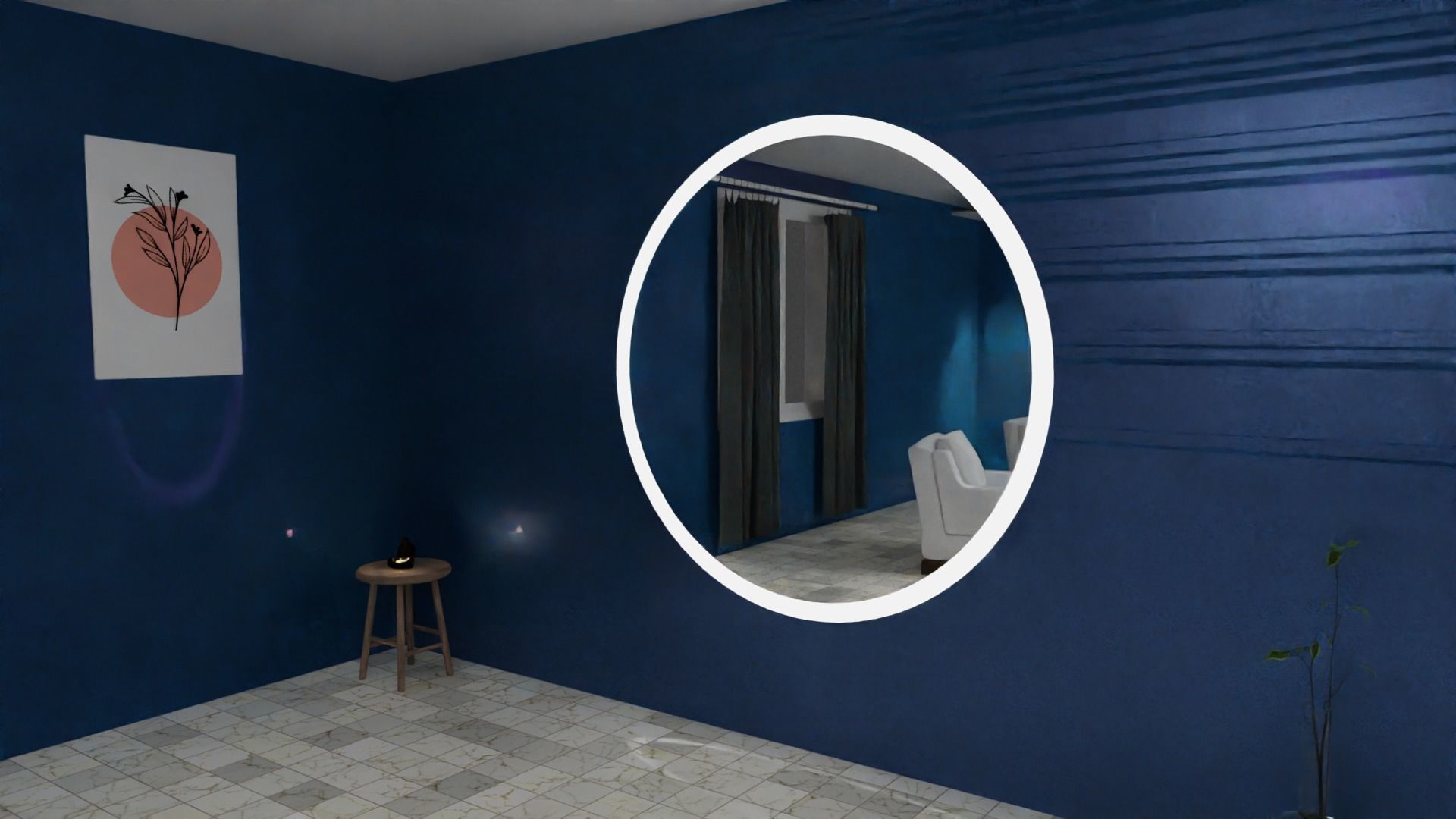 Rounded T Mirror LED Free 3D model_3