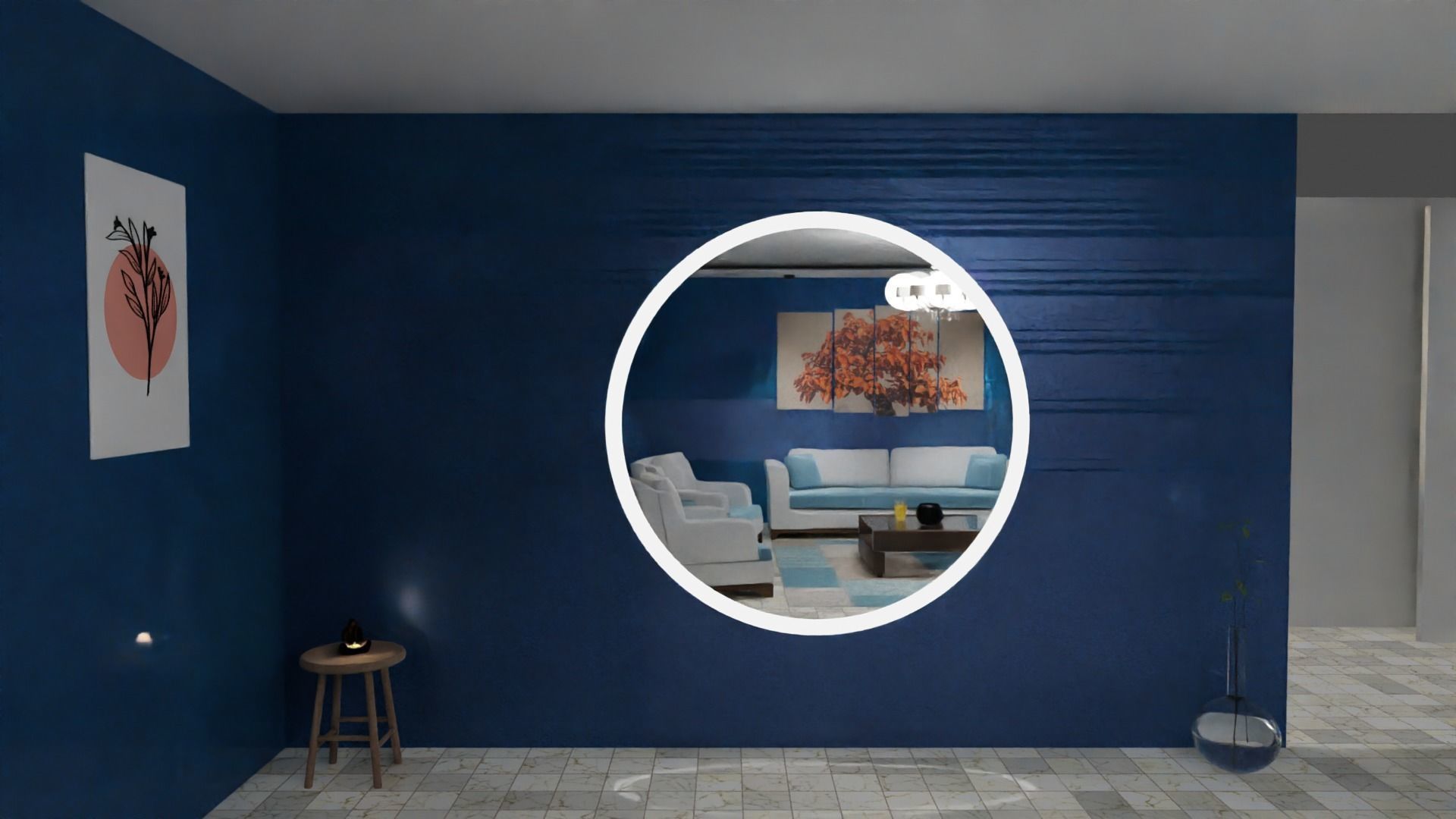 Rounded T Mirror LED Free 3D model_2