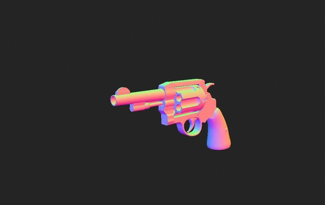 Modern Revolver 2 Low-poly 3D model_5