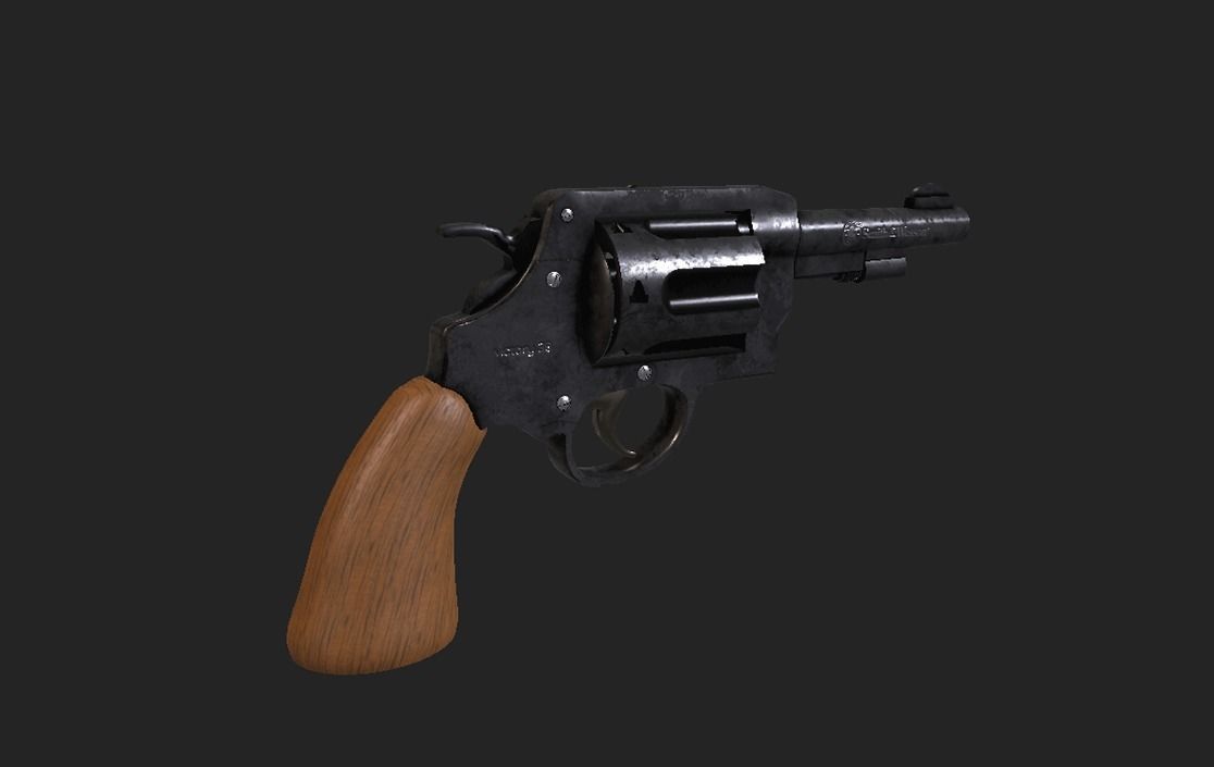 Modern Revolver 2 Low-poly 3D model_8