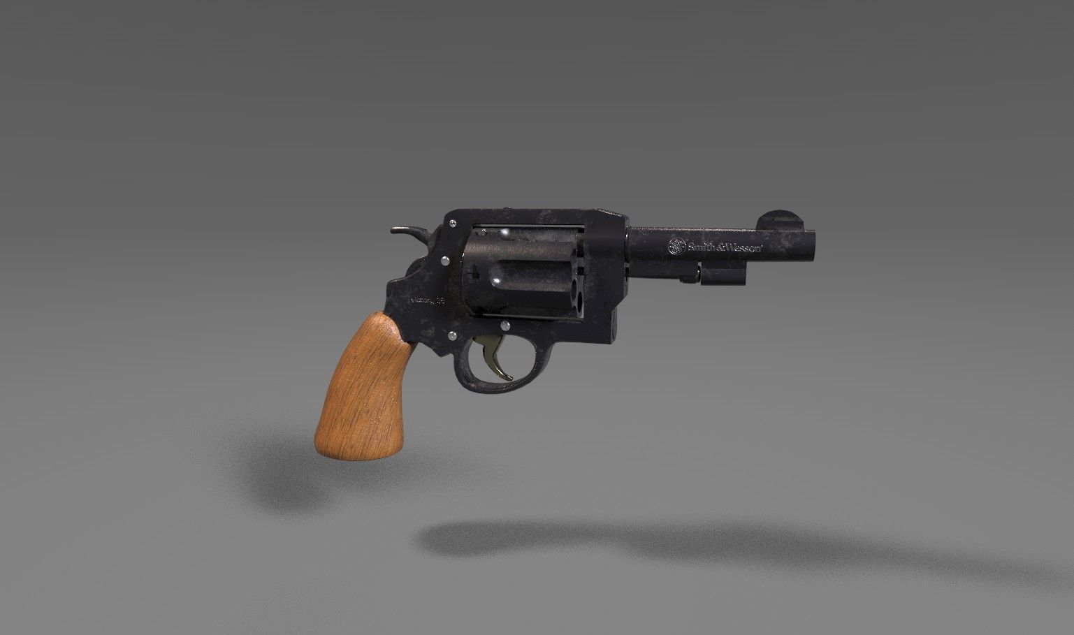 Modern Revolver 2 Low-poly 3D model_3
