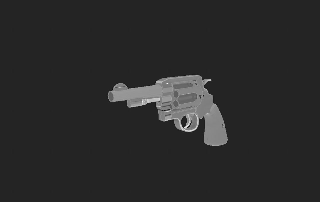 Modern Revolver 2 Low-poly 3D model_6